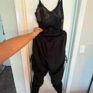 SHEIN Black Curved Hem Pants